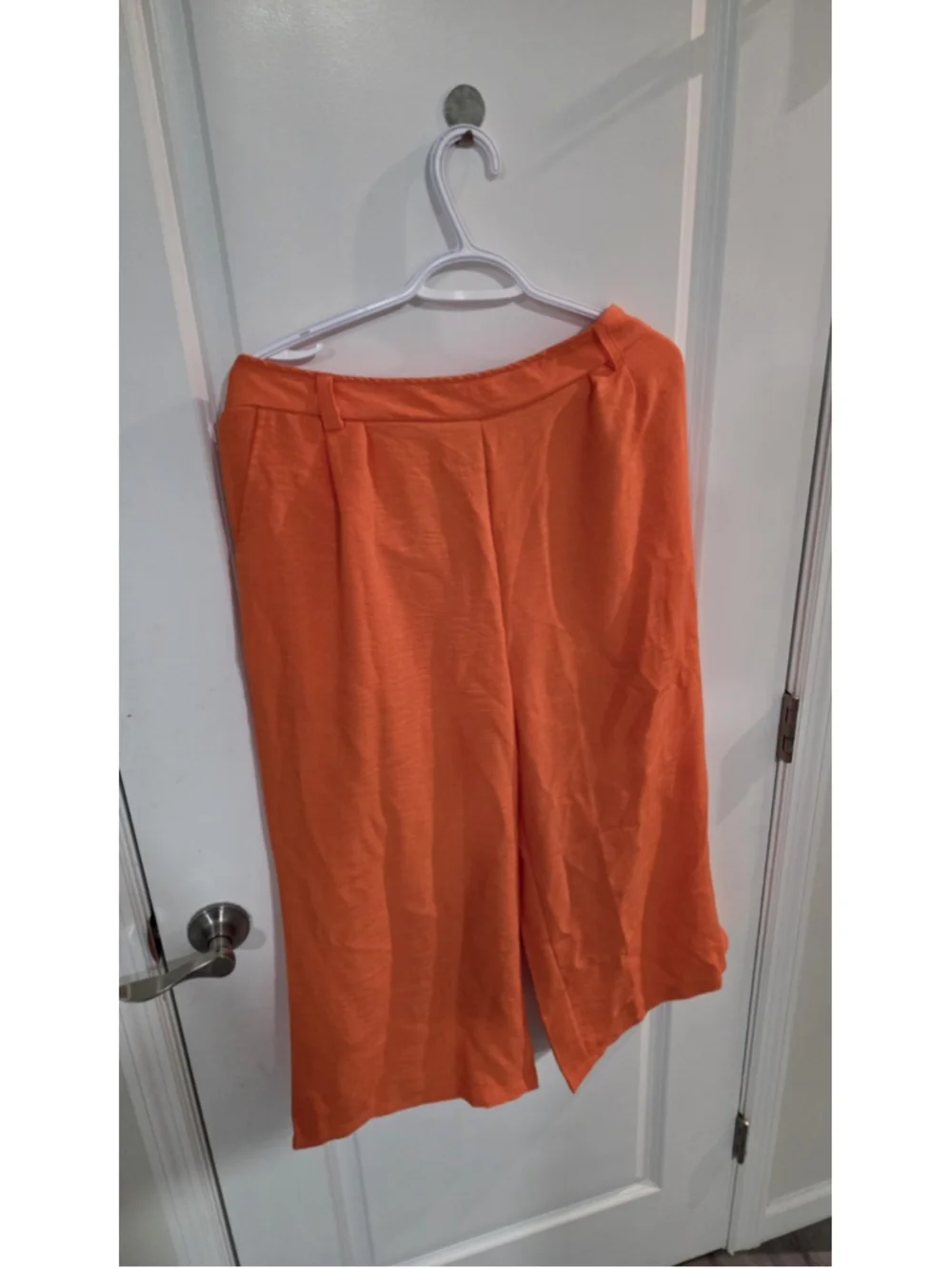 Women’s Orange 2-Piece Set XXL Solid Sleeveless Top + Wide-Leg Elastic Pants